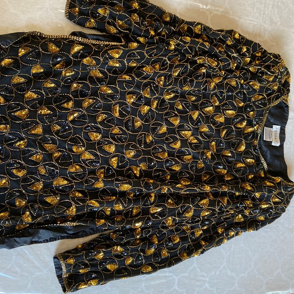 Papell Boutique Sequined Tunic Top Size L